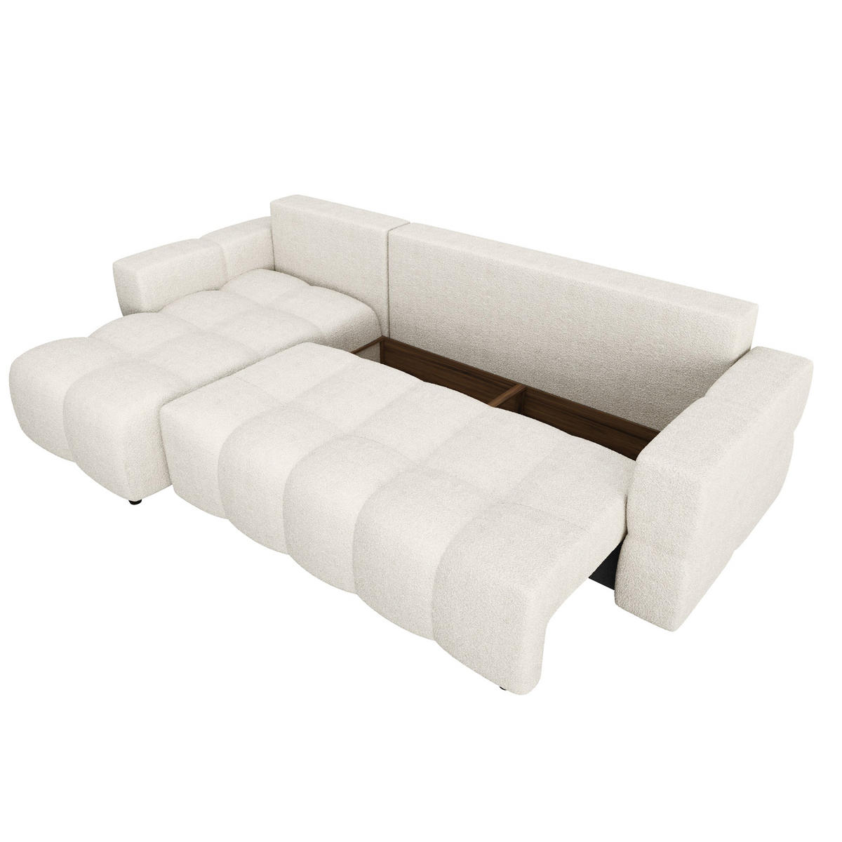 ECKSOFA LINKS Bouclé-Stoff Creme 286cm - Creme, Textil (169/286cm) - Sia Home