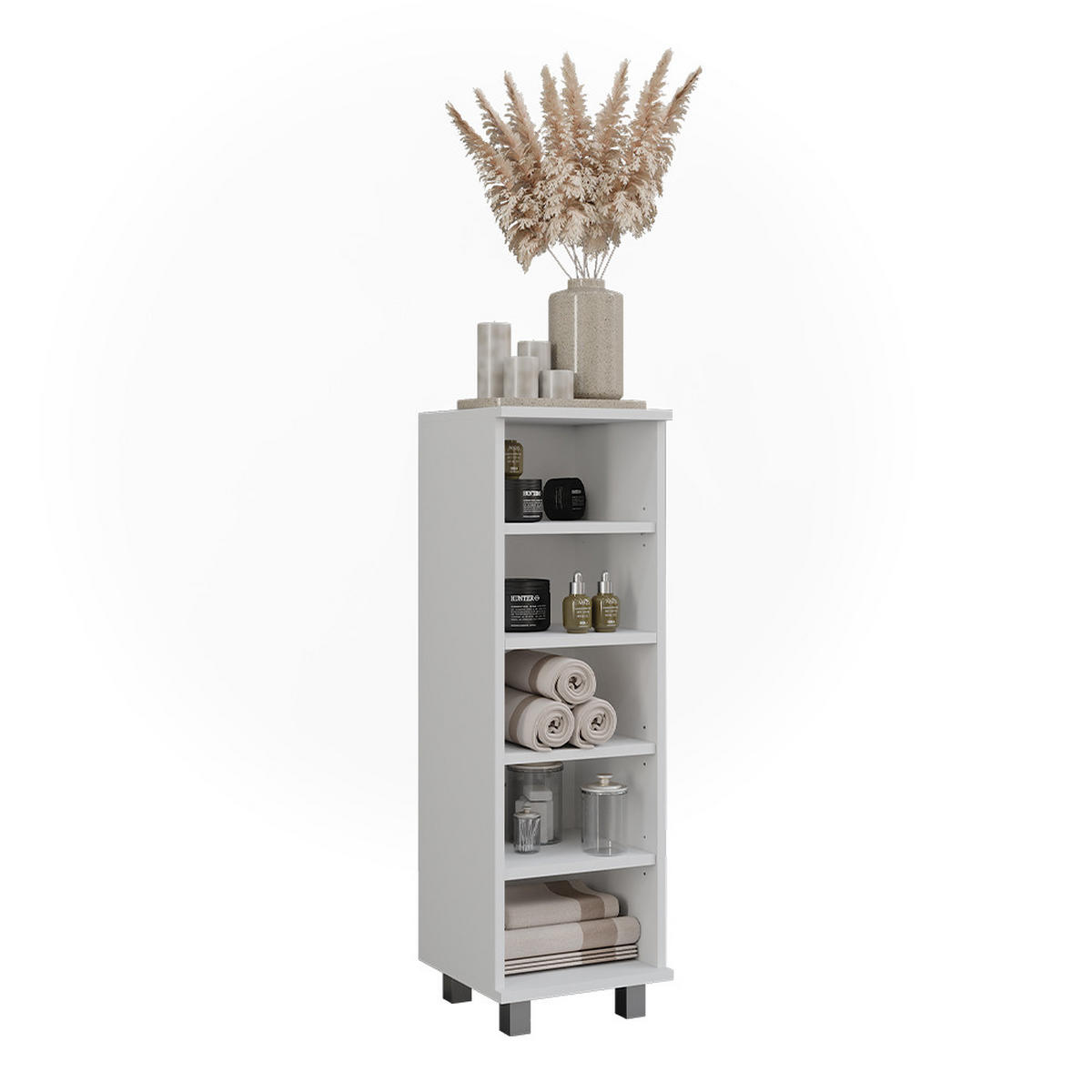 MIDISCHRANK Ilias Weiß 30.2 x 95 cm mit 5 offenen Fächern - Weiß, Holzwerkstoff (30.2/95/30cm) - Vicco