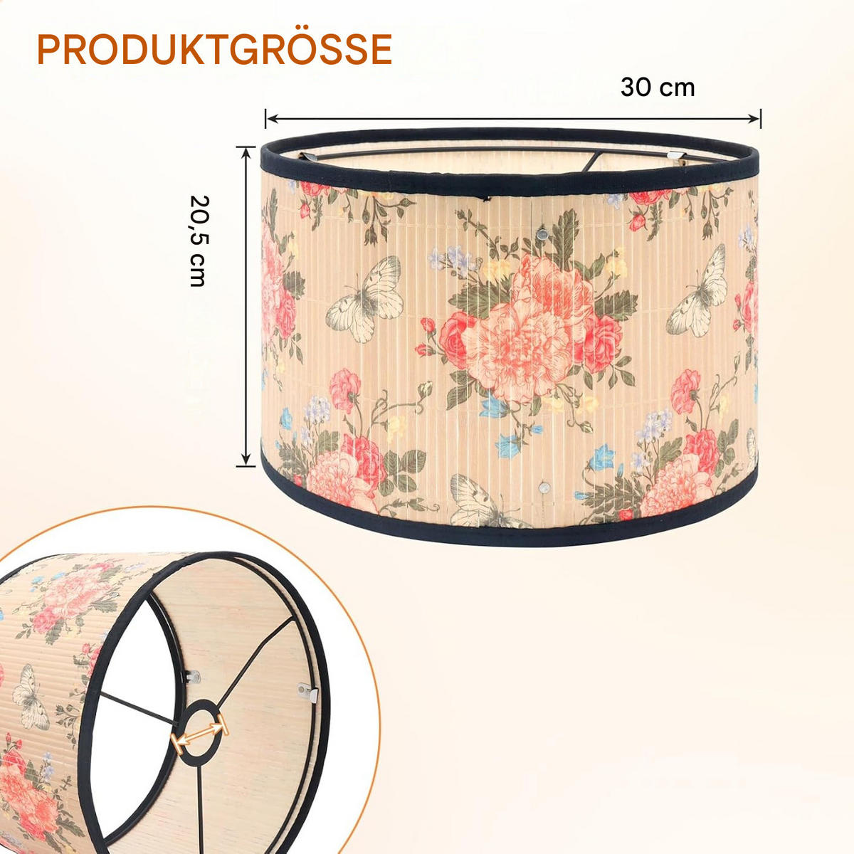 LAMPENSCHIRM Bambus Muster 30/30/20 cm - Gelb, Naturmaterialien (30/30/23cm) - Weltevree