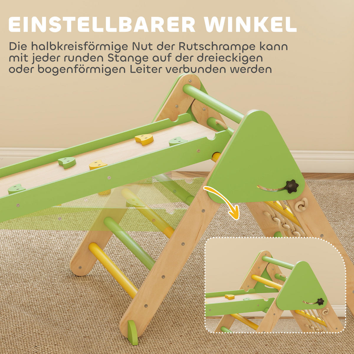 KLETTERGERÜST 8-in-1 DE-09833 Grün - Grün, Holzwerkstoff (42/36/68.5cm) - ComfortXL