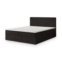 BOXBETT NIRA 180x200 cm mit Matratze und Topper - Braun - Braun, Holz (180/200cm) - MASSENO