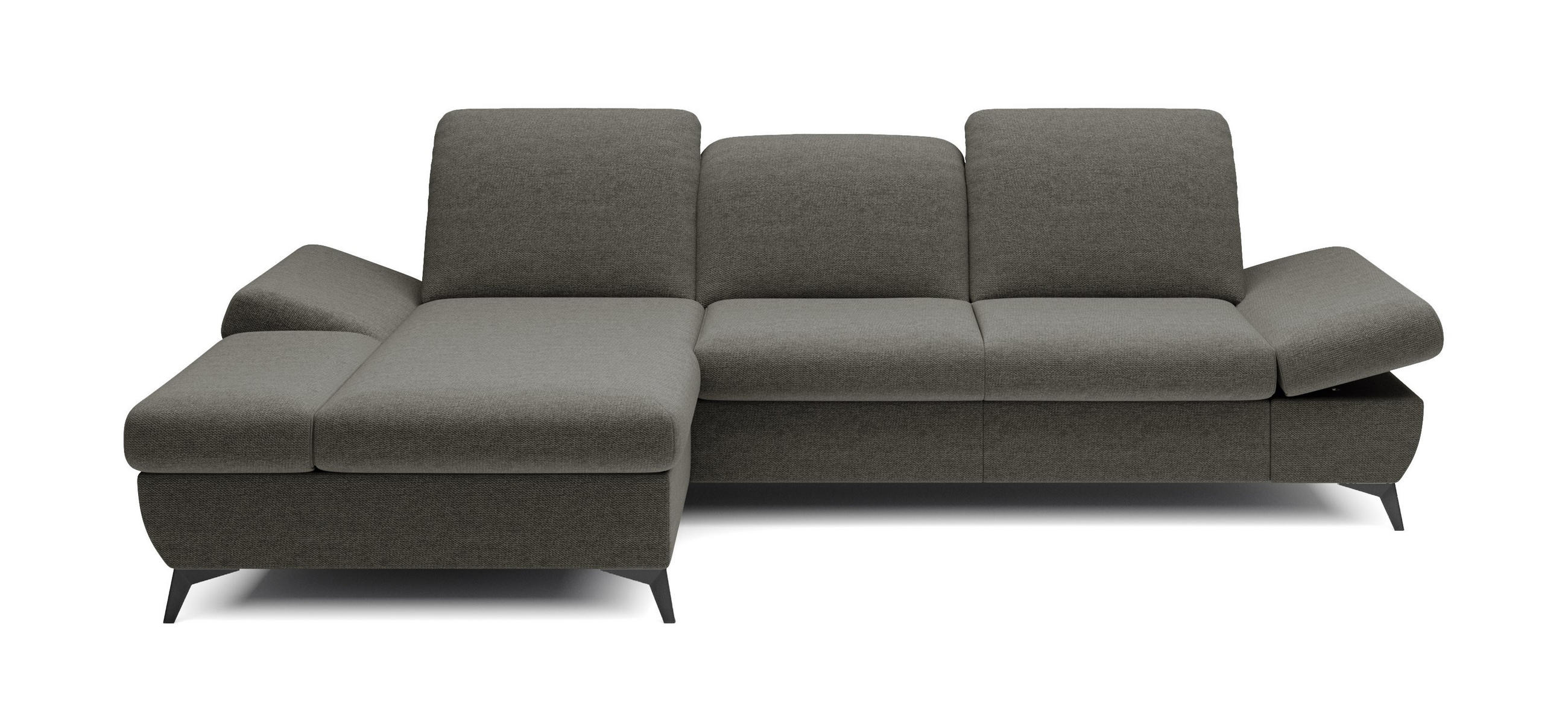 ECKSOFA FELICE L-S Grau Geflochtener Stoff mit Schlaffunktion - Grau, Holz (284/166cm) - MASSENO