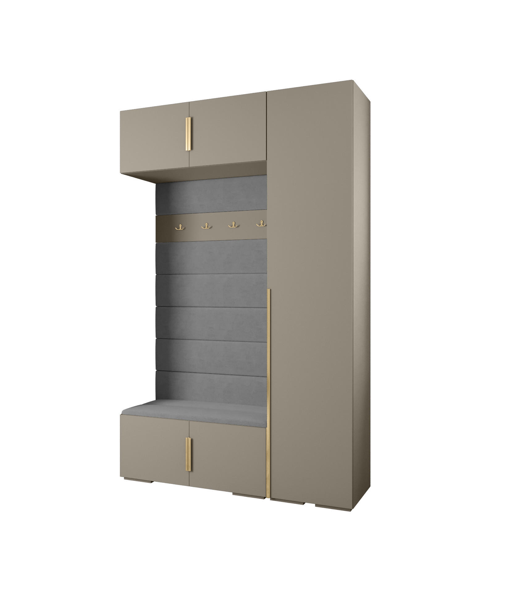 Abiks Möbel Garderoben-Set Kaschmir, Grau, Gold 150x236.7x47 cm