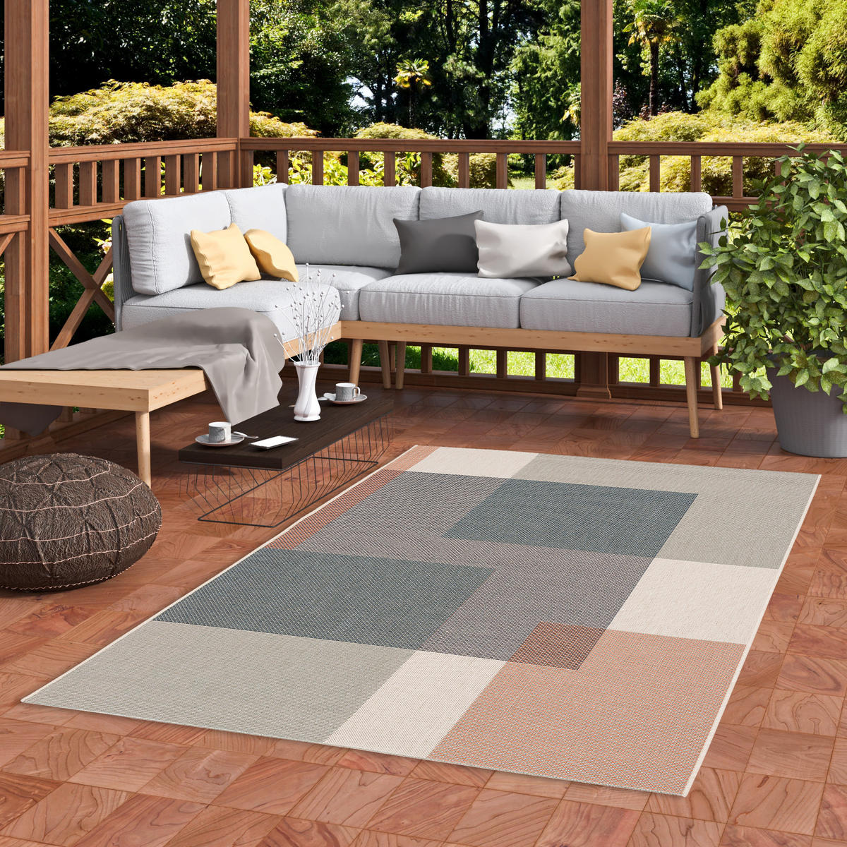IN & OUTDOOR TEPPICH FLACHGEWEBE MUNDO MODERN - Blau, Textil (135/190cm) - Pergamon