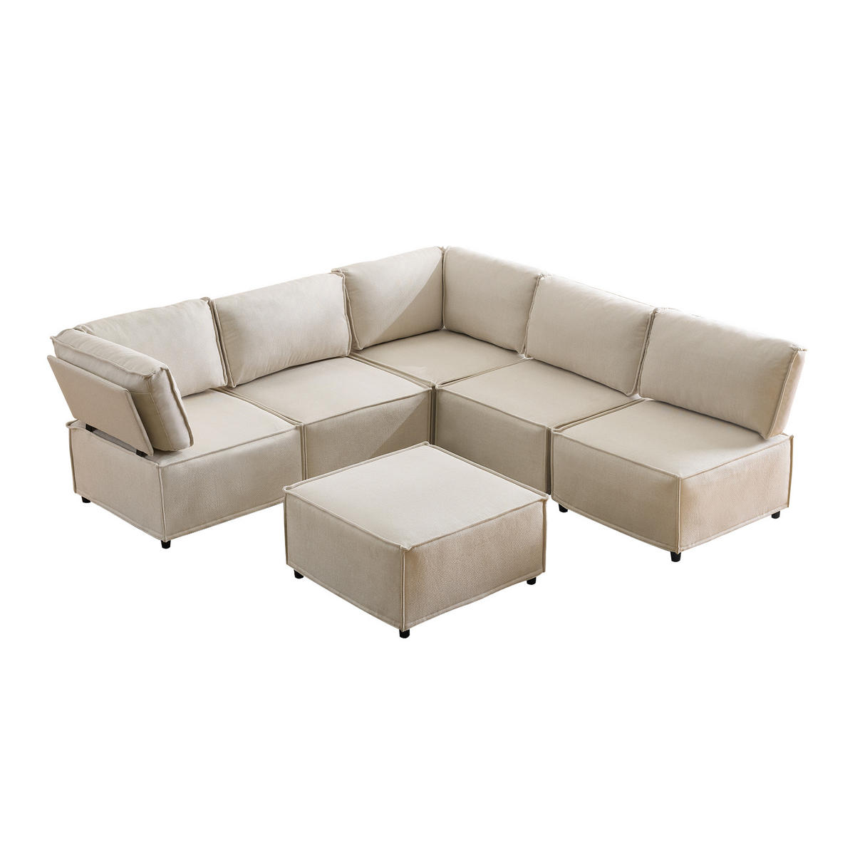 WOHNLANDSCHAFT DE-35016 flexibel kombinierbar Beige - Beige, Holzwerkstoff (152/77/308cm) - ComfortXL