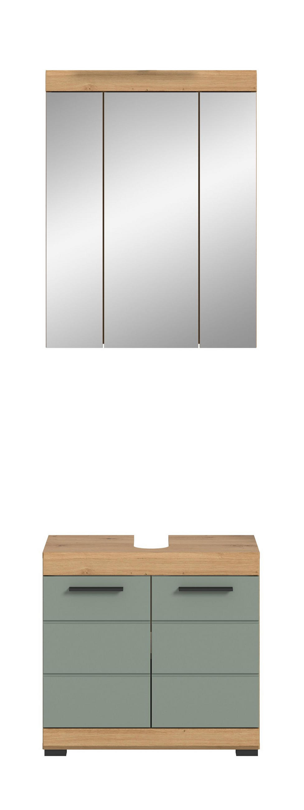 BADKOMBINATION 2tlg. Scout Bad in Artisan Eiche Nachbildung und Salbei Nachbildung B/H/T: 60x191x34 cm - Eiche Artisan, Holz (60/191/34cm)