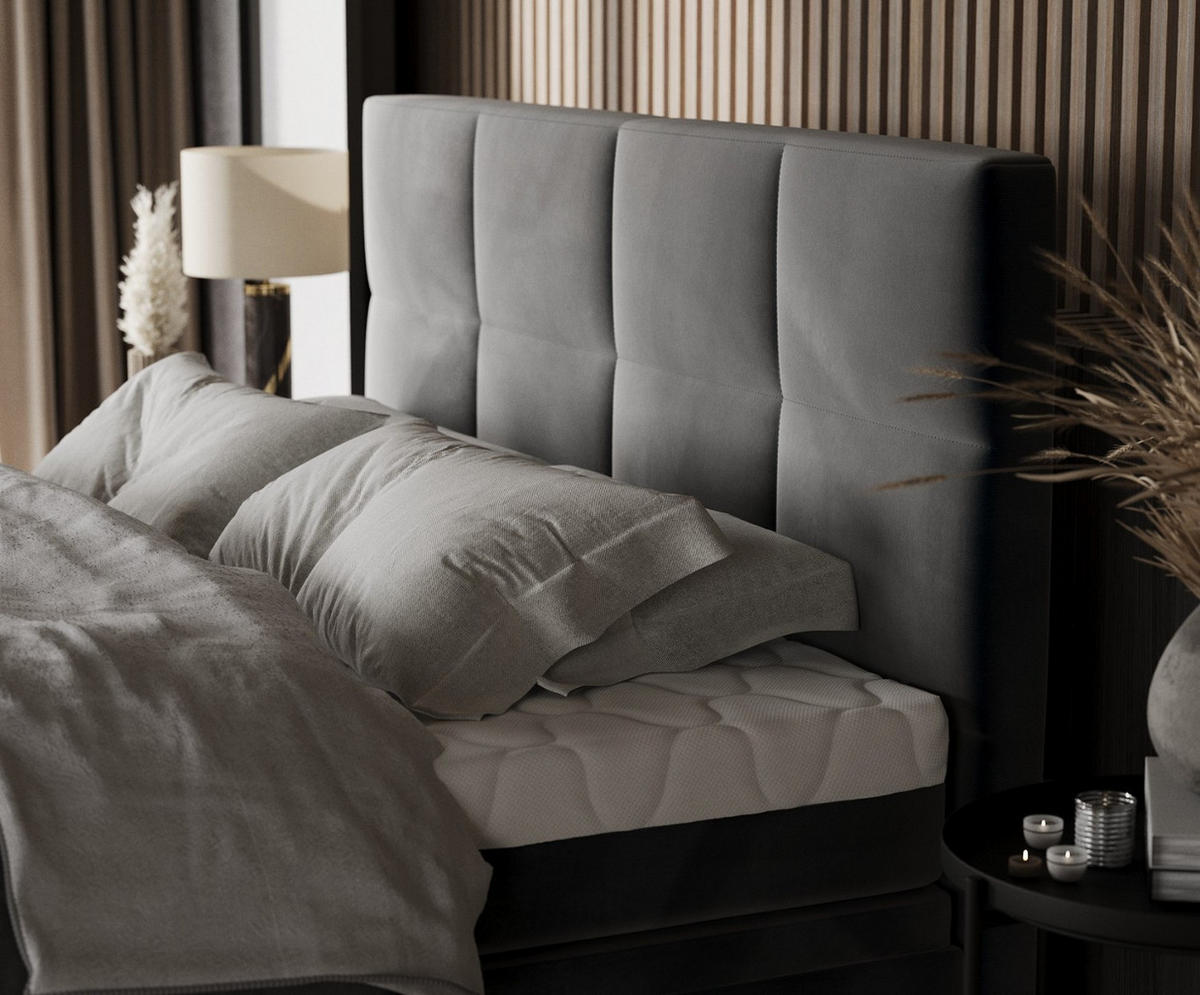 BOXBETT Tessa 140/200 cm Anthrazit im Paros Stoff - Anthrazit/Schwarz, Holz/Holzwerkstoff (140/200cm) - AltaBeds