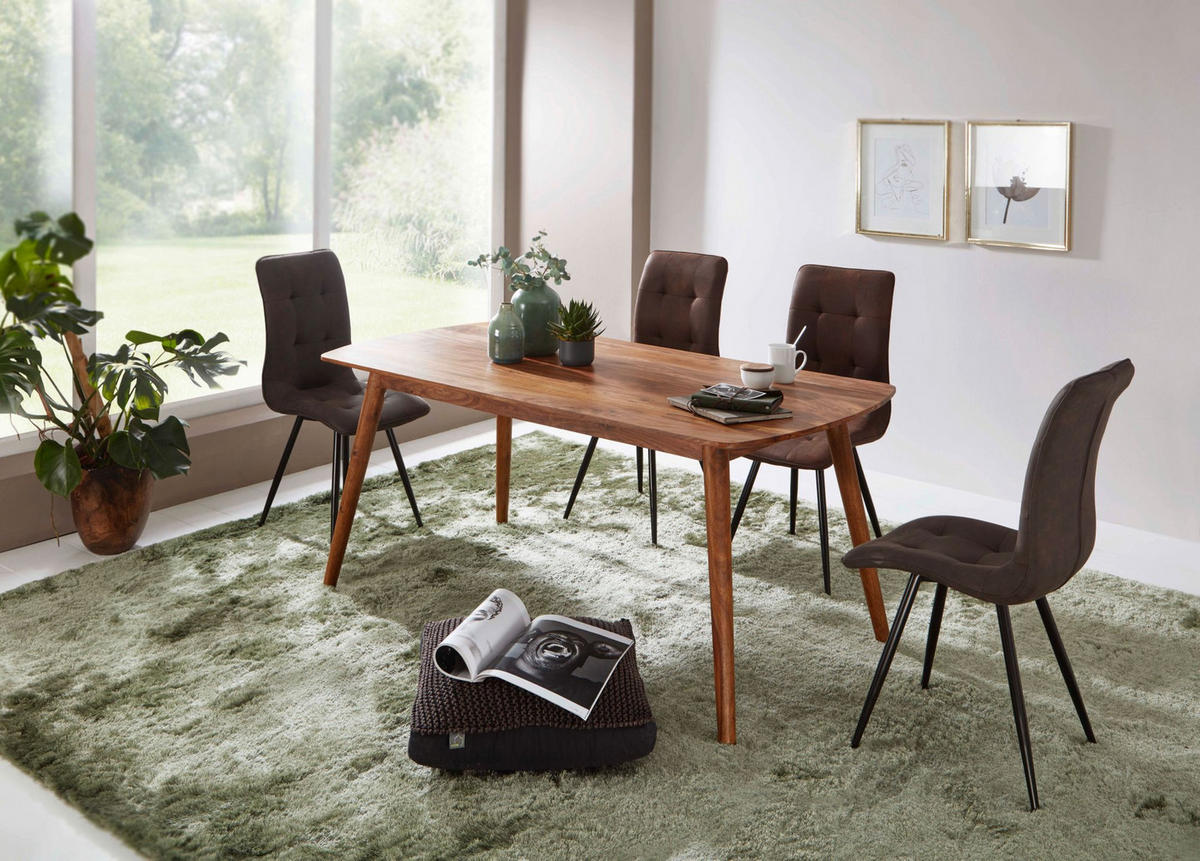 ESSZIMMERTISCH – Massivholz Braun abgerundete Ecken Landhausstil - Braun, Holz (60/120/77cm) - KADIMA DESIGN
