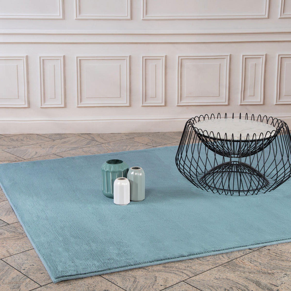 HOCHFLOR-TEPPICH Topia 400 Blau 160x230 cm - Blau, Textil (160/230cm) - carpet city