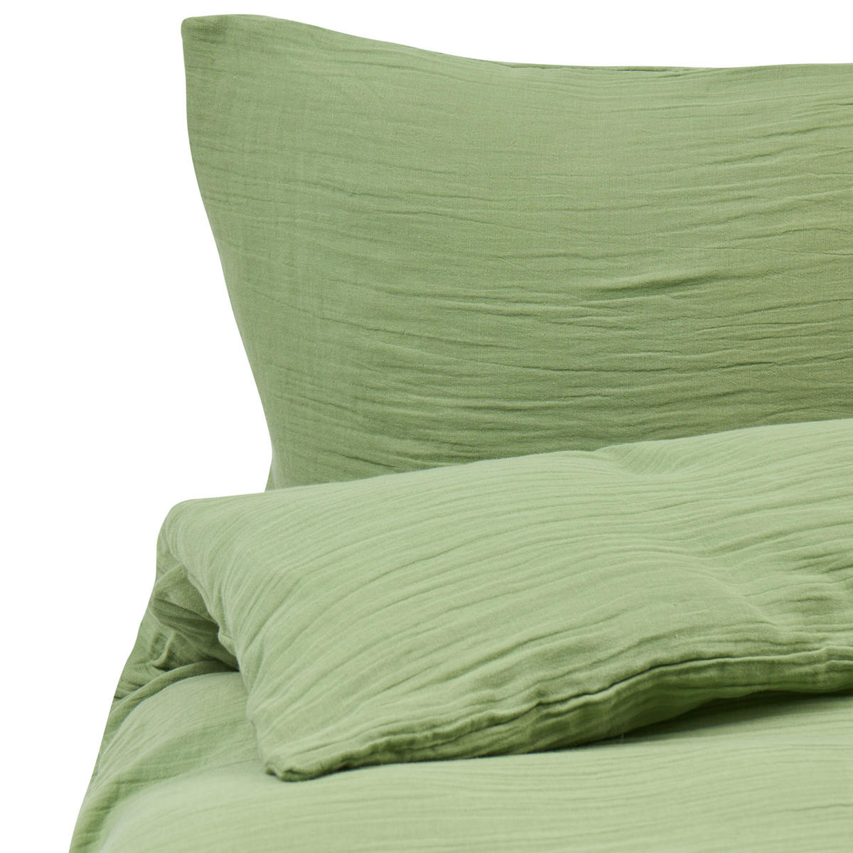 BETTWÄSCHE-SET 220/240 cm Baumwollmusselin Grün Sumner - Grün, Textil (220/240cm) - Beliani