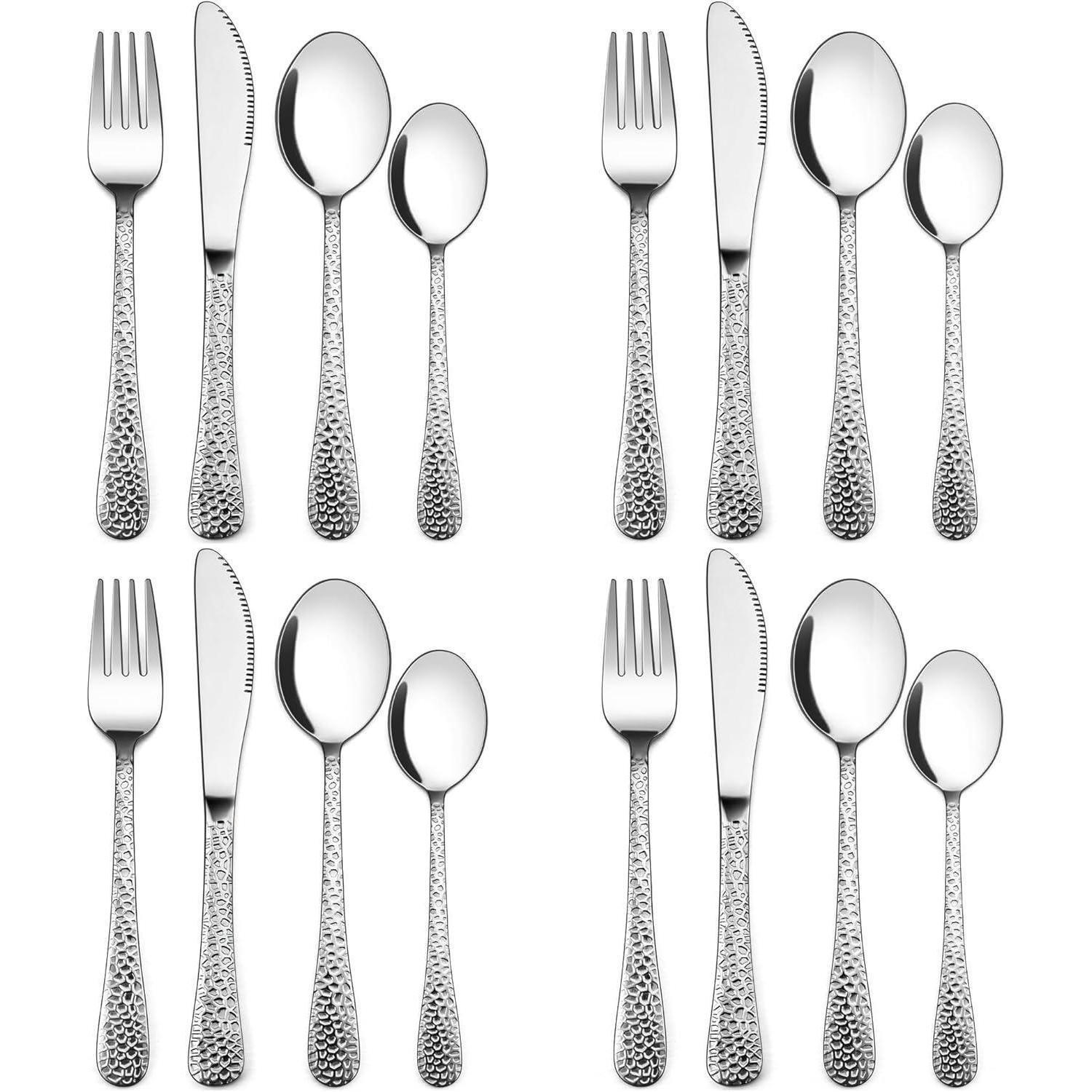 KINDERBESTECK 16-teiliges Set Edelstahl Hammergriff - Silberfarben, Metall
