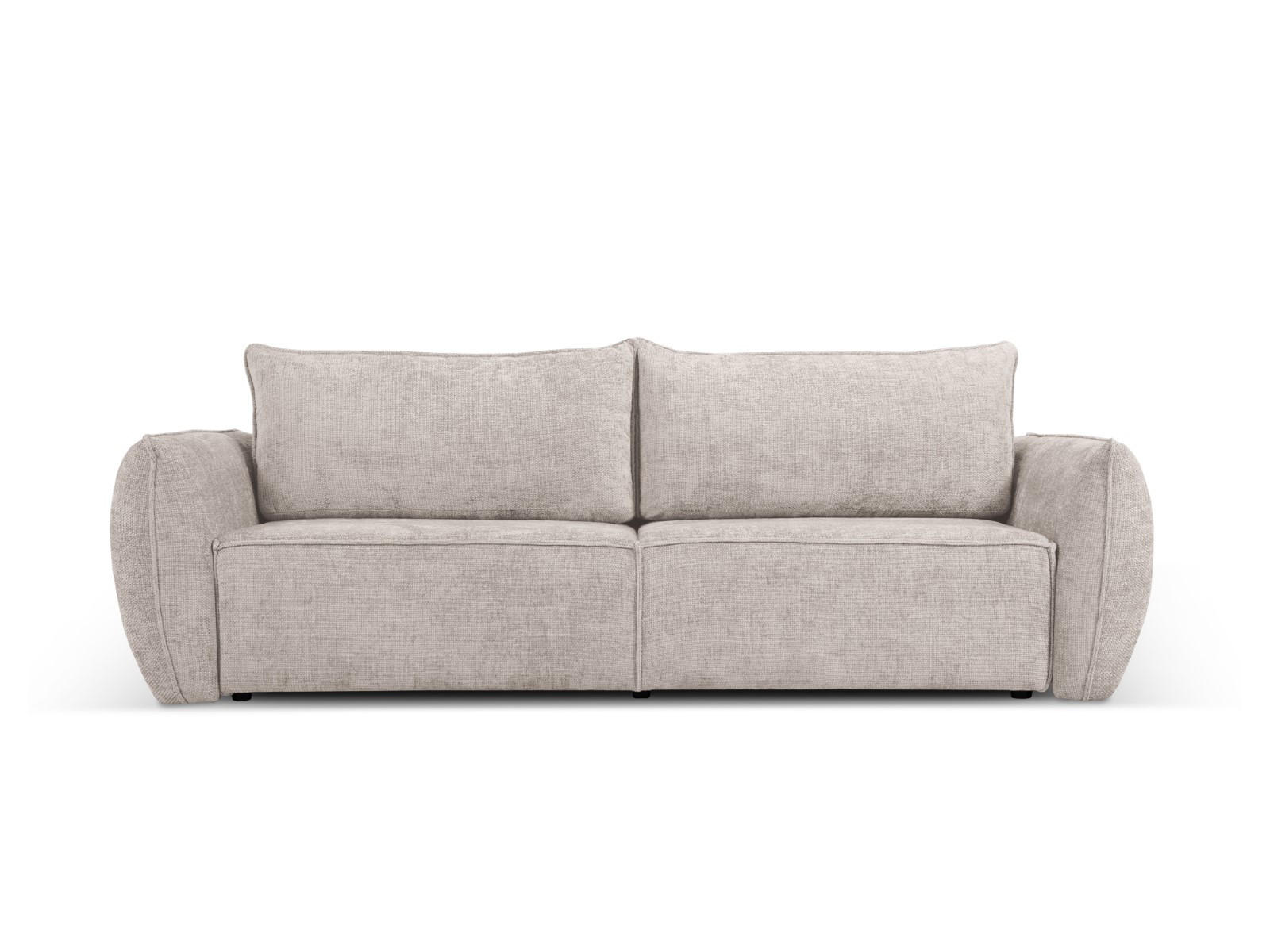 AUSKLAPPBARES-SOFA mit Bettkasten Kaelle aus Chenille-Stoff beige 3 Sitzplätze - Beige, Textil (97/91/244cm) - Micadoni