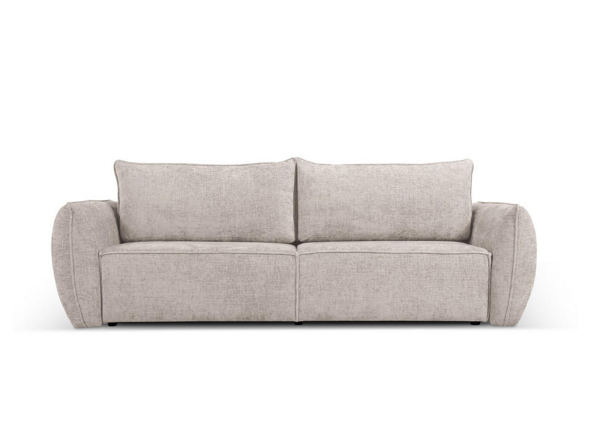 AUSKLAPPBARES-SOFA mit Bettkasten Kaelle aus Chenille-Stoff beige 3 Sitzplätze - Beige, Textil (97/91/244cm) - Micadoni