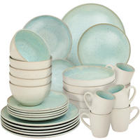 KOMBISERVICE Mare, ineinander stapelbar, Mint - Mintgrün, Keramik (26.5/2.5/26.5cm) - tectake