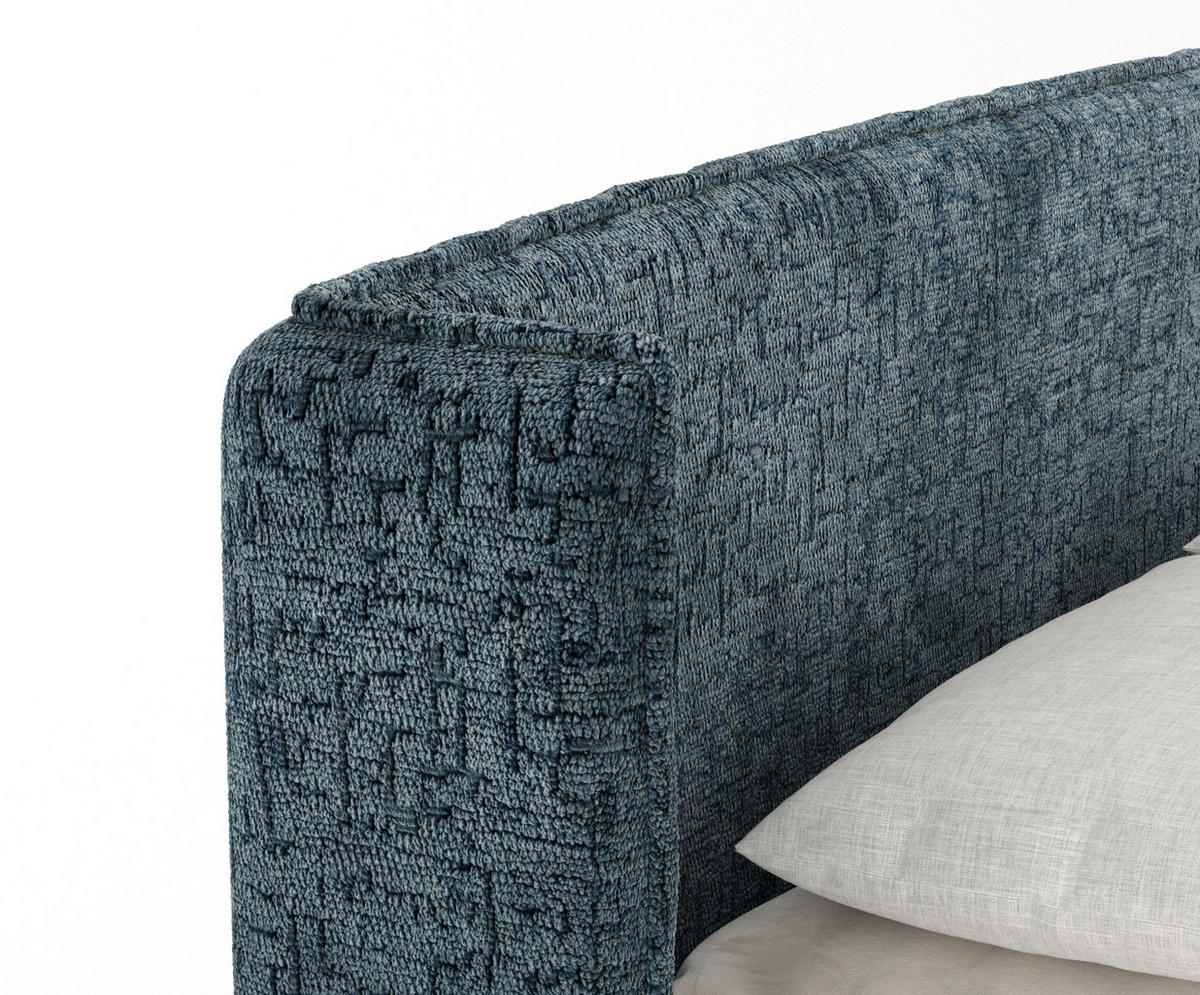 BOXSPRINGBETT Carizzo Blau Grau 180/200 cm mit Matratze und Topper - Blaugrau/Schwarz, Holz/Holzwerkstoff (180/200cm) - Maison de Reve