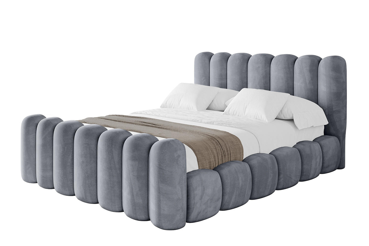 POLSTERBETT mit Bettkasten, Fußteil und Lattenrost, Bett mit Matratze H3/H4 - SENA-Z 120x200 Grau - Grau, Holzwerkstoff/Textil (120/200cm) - ALTDECOR