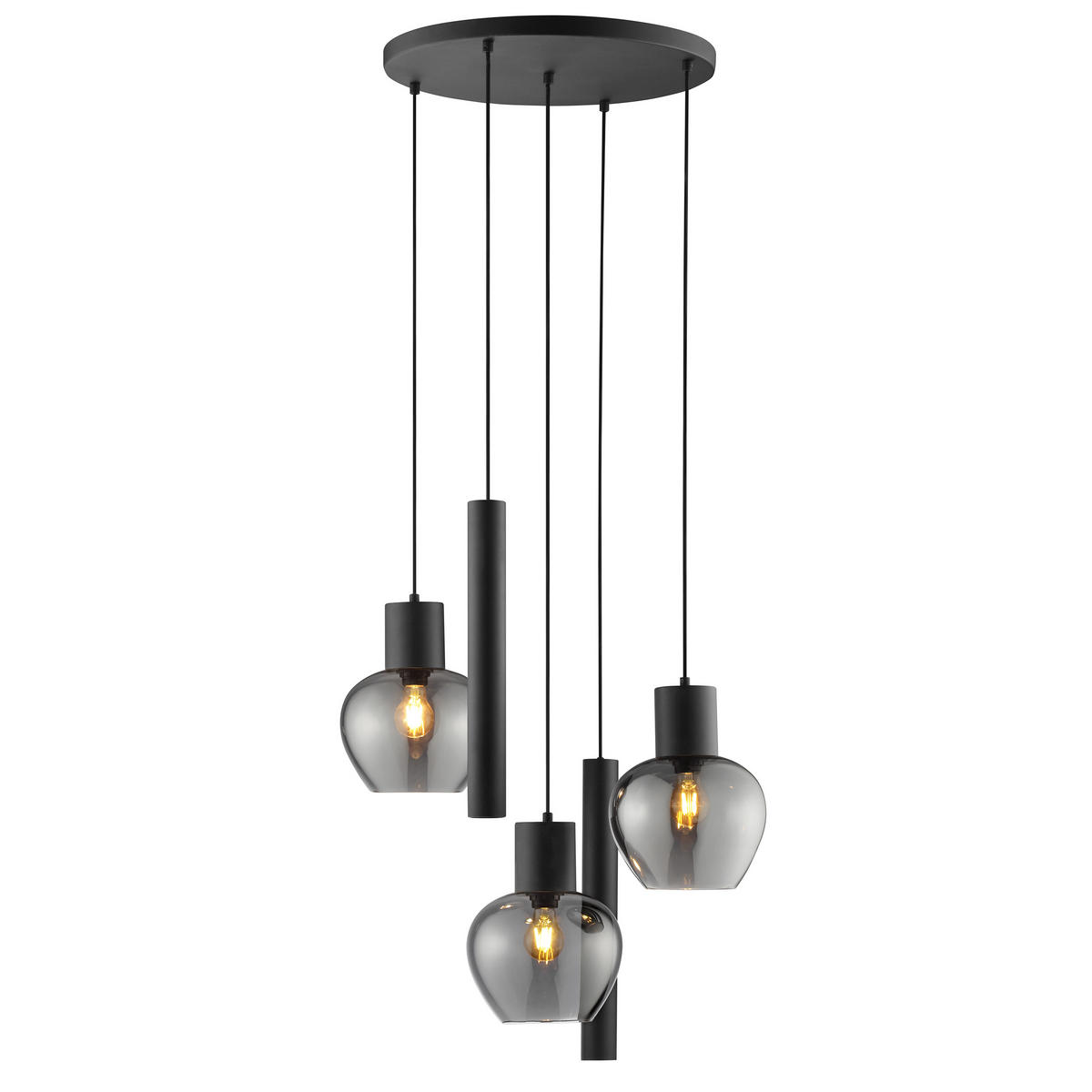 LED DECKENLEUCHTE Ligari Schwarz/Rauchglas 68/68/150 cm - Multicolor, Kunststoff (68/68/150cm) - Brilliant