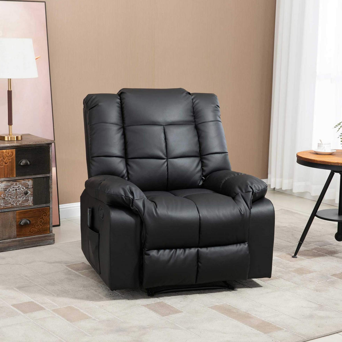 MASSAGESESSEL in Schwarz 99x94x99 cm mit 8-Punkt-Massage und verstellbarer Rückenlehne - Schwarz, Kunststoff (94/99/99cm) - IVMEU