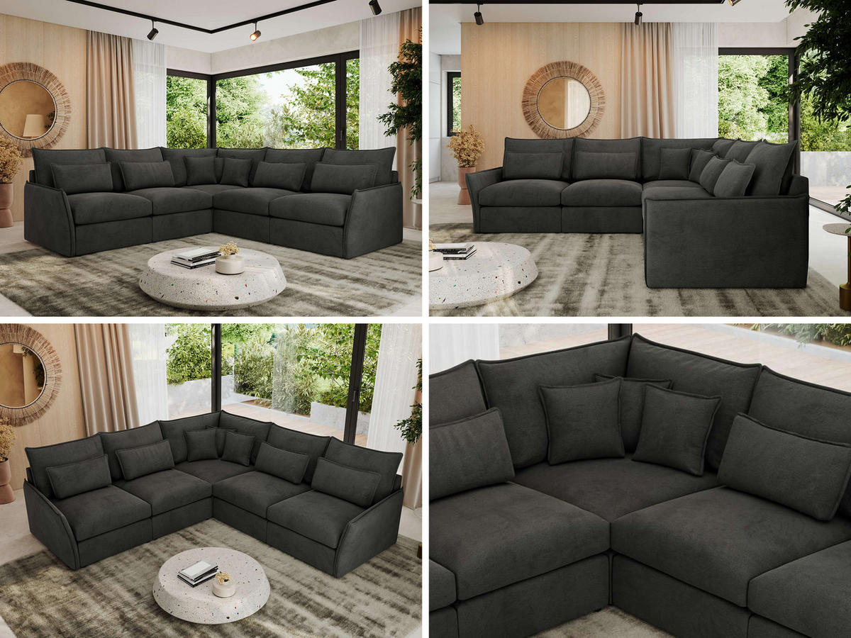 ECKSOFA VERSO L Dunkelgrau Velvet - Dunkelgrau/Schwarz, Kunststoff/Textil (270/270cm) - MKS