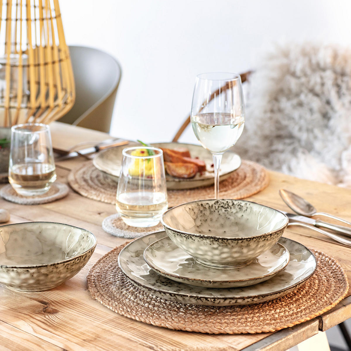 SCHALEN SET POMPEI - 4 teilig aus Steingut - Beige, Keramik (17.5cm) - Sänger