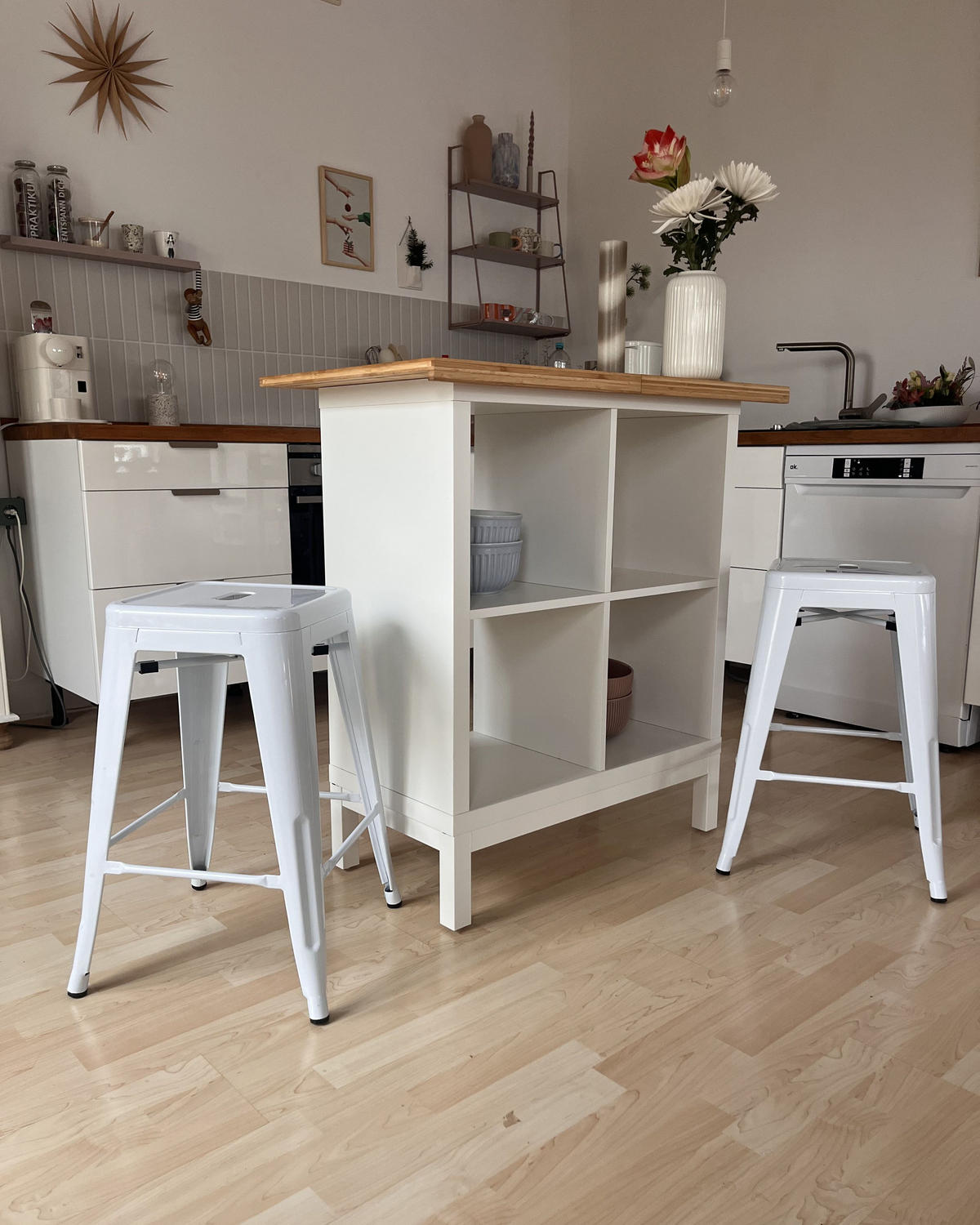 STOLIČKA sada 2 ks Kov Bílá Cabrillo - bílá, kov (30/60/34cm) - Beliani