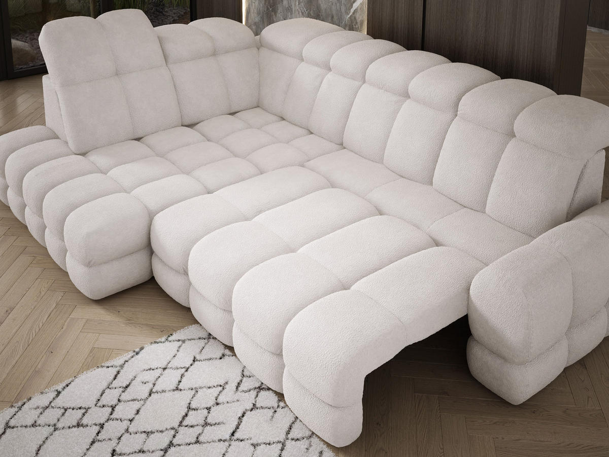 ECKSOFA TOLLO Anthology-stoff L-form 302x217x105 cm weiss - Kaschmir, Holz/Textil (302/217cm) - DomoHome