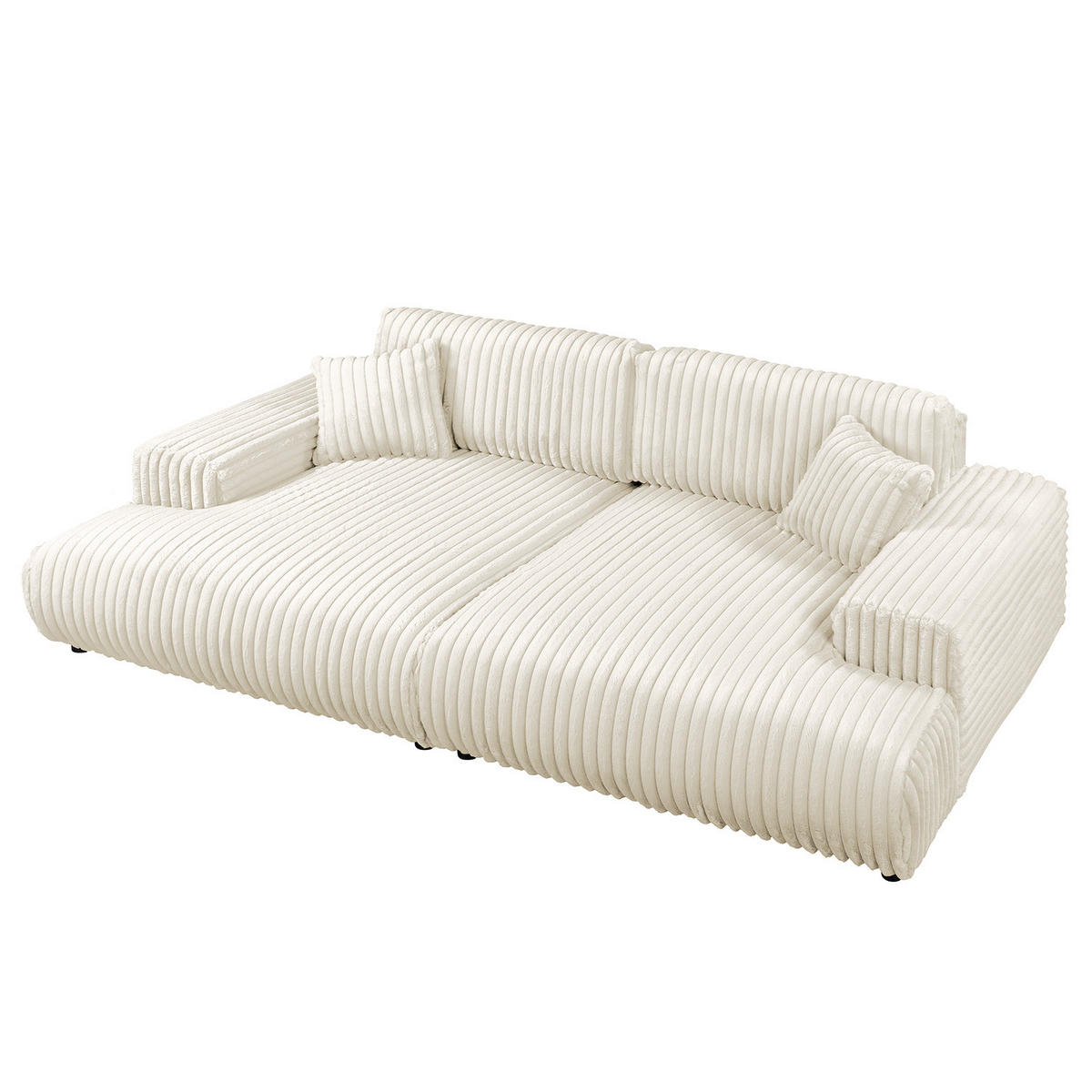 BIGSOFA - Creme/Schwarz, Kunststoff/Textil (237/79/144cm) - home24