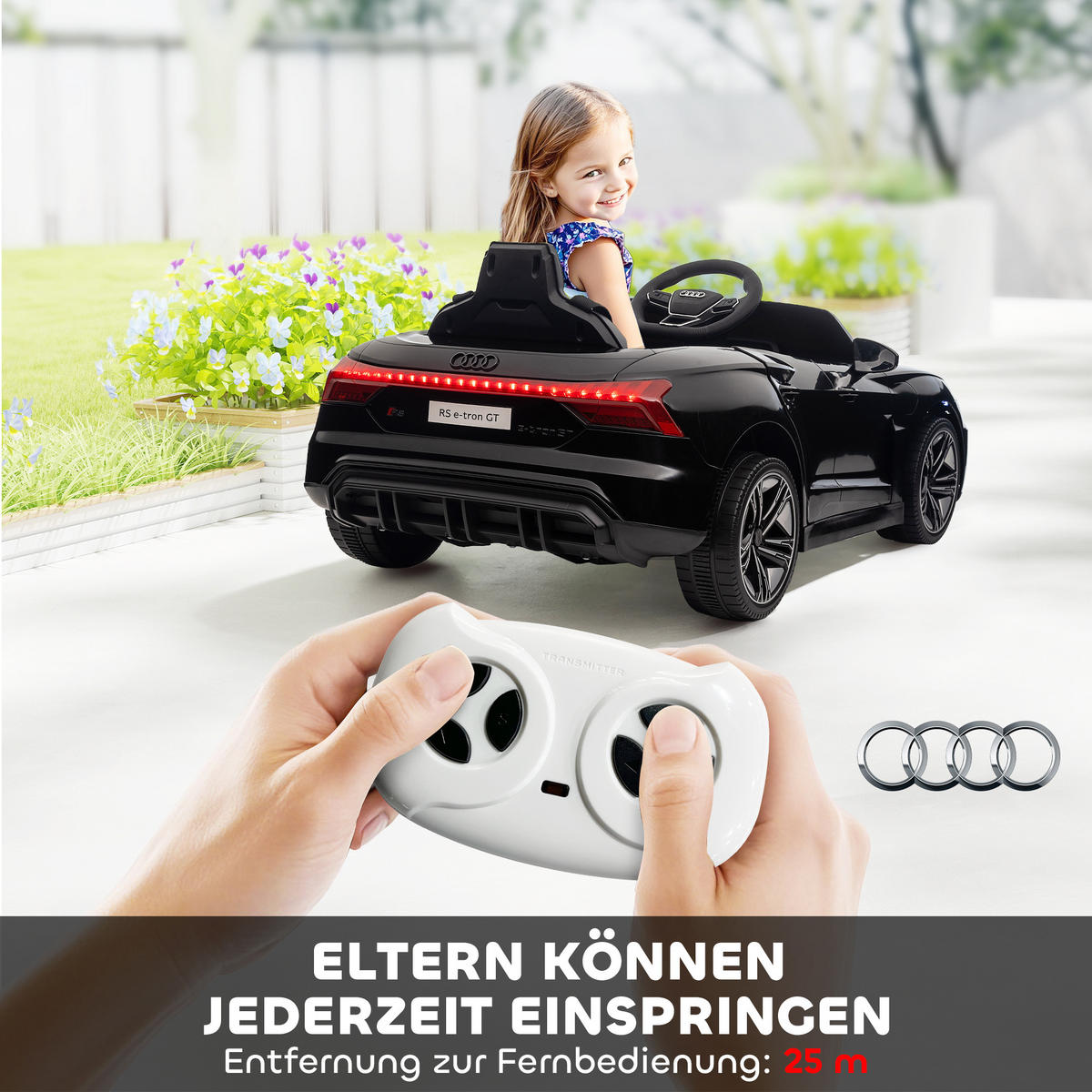 KINDER Elektroauto, Kinderauto mit 2,4G Ferbedienung, Kinderfahrzeug, Schwarz - Schwarz, Metall (103/58/41cm) - HOMCOM