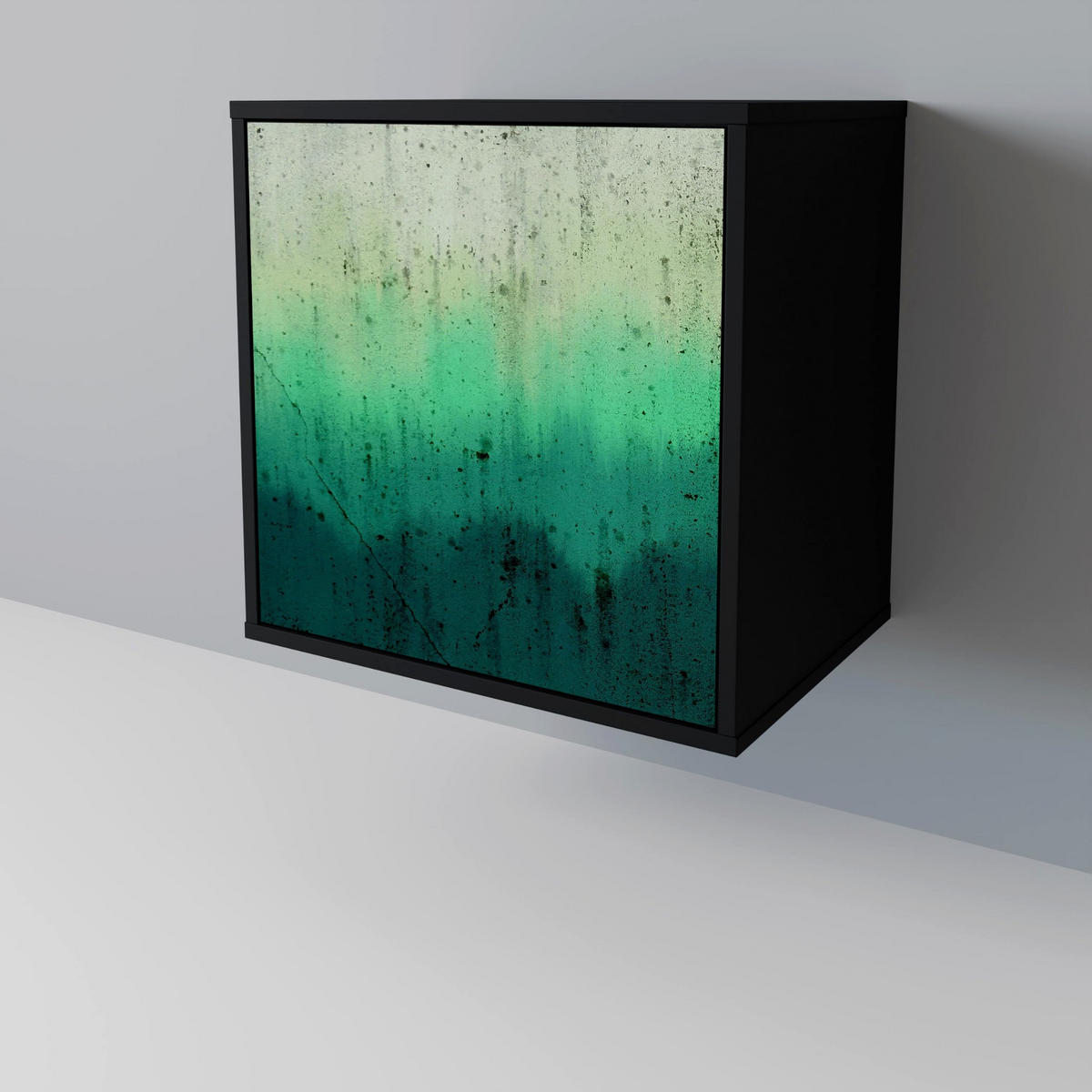 SIDEBOARD NORTHERN LIGHTS, Schwarz, 57,5x42x67,5 cm, Schwarze Metall-Rahmenfüße - Multicolor/Schwarz, Holzwerkstoff/Metall (57.5/67.5/42cm) - SpaceRebels