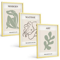 BILDER SET 3er Set - 40x60 cm Goldrahmen - Stilvolles Design mit Pflanzenmotiven - Goldfarben, Kunststoff (40/60cm) - TULUP