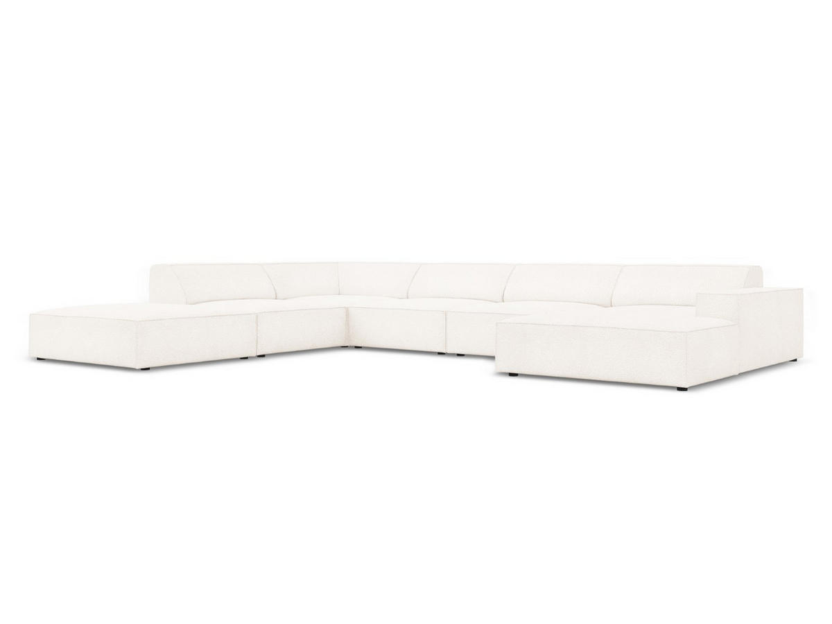 PANORAMASOFA links Jodie aus Boucle beige 7 Sitzplätze - Beige, Textil (262/70/364cm) - Micadoni