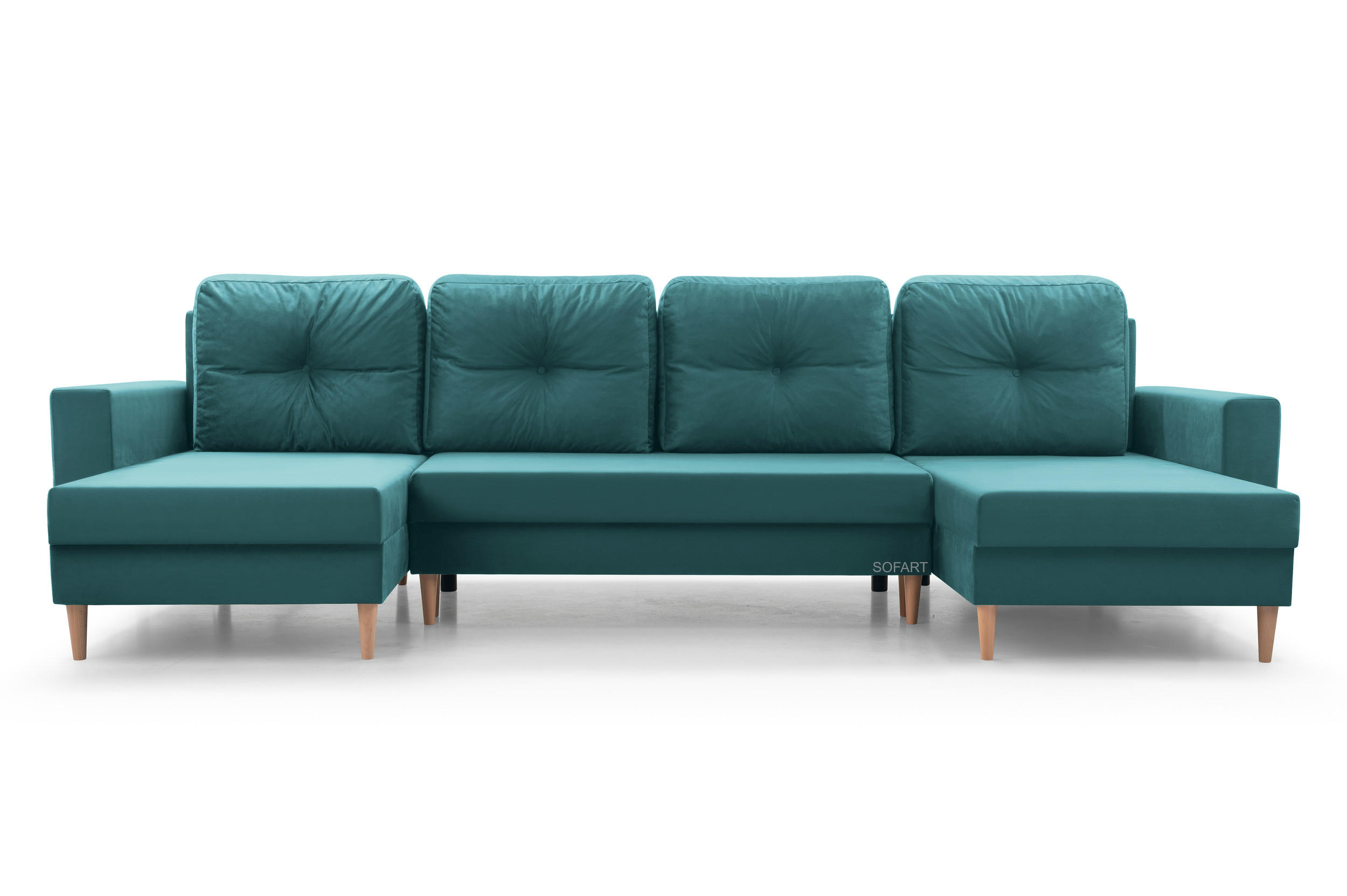 WOHNLANDSCHAFT - CARL U (Blau ) - Türkis, Holzwerkstoff (300/90/142cm) - Möblo