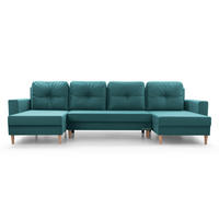 WOHNLANDSCHAFT - CARL U (Blau ) - Türkis, Holzwerkstoff (300/90/142cm) - Möblo