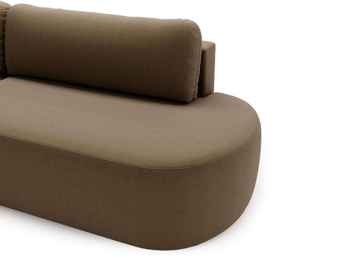 ECKSOFA Aurio O Bouclé-Stoff Braun Links - Braun, Holz/Textil (271/177cm) - Graingold
