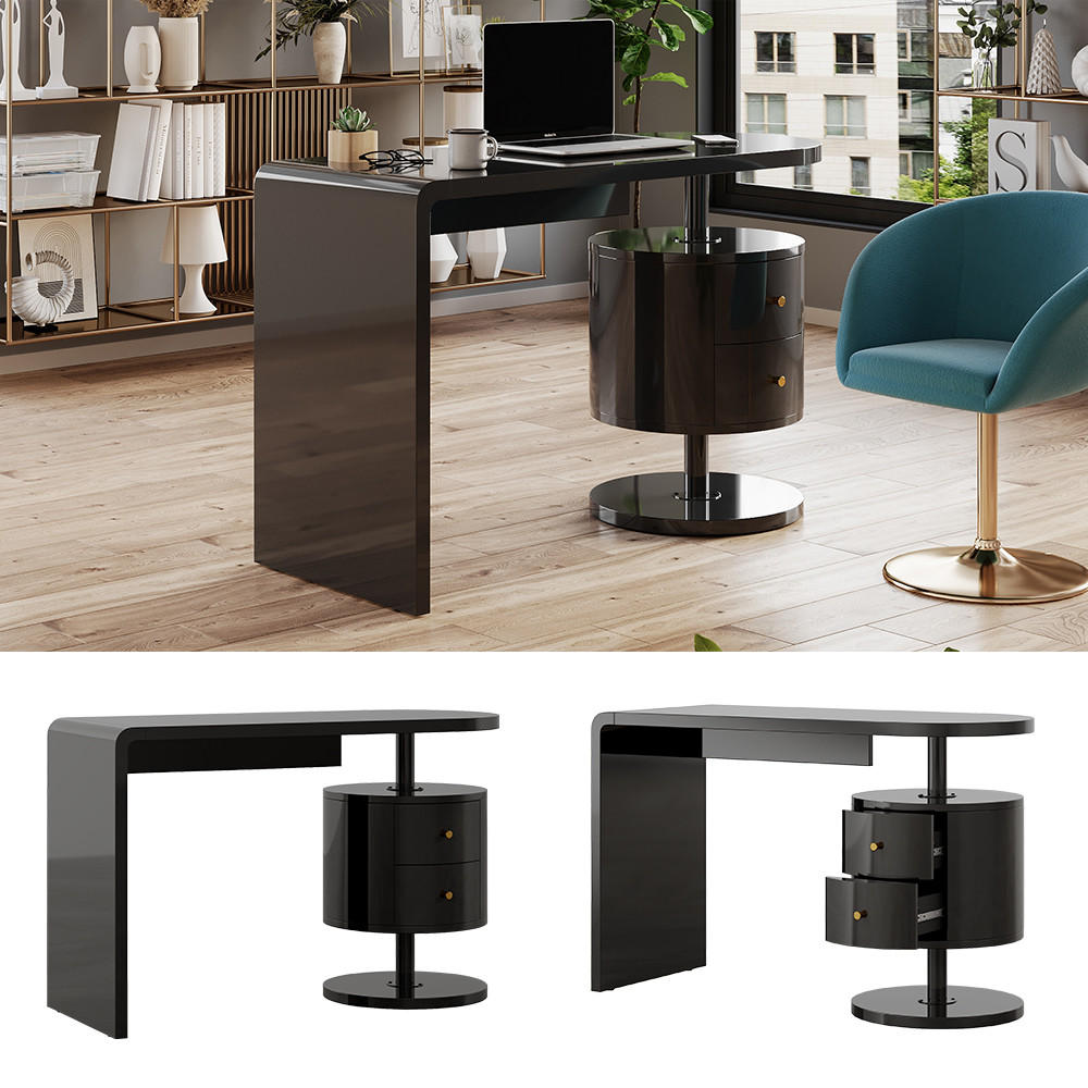 SCHREIBTISCH Lara Schwarz Hochglanz 120 x 50 cm mit 2 Schubladen - Schwarz Hochglanz, Holzwerkstoff (50/120/76cm) - Vicco