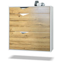 SCHUHSCHRANK Kolmio Fronten in Eiche Natur - Eichefarben, Holzwerkstoff (190/185/33cm) - Vladon