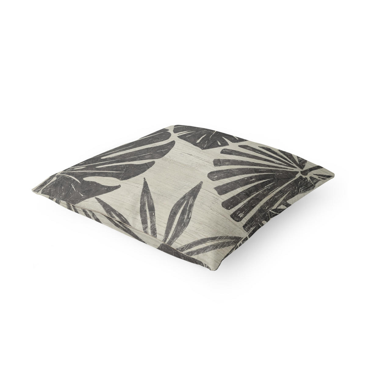 DEKOKISSEN Palmenblätter vor Hellgrau 40/40 cm - Grau, Textil (40/40/10cm) - Bilderwelten