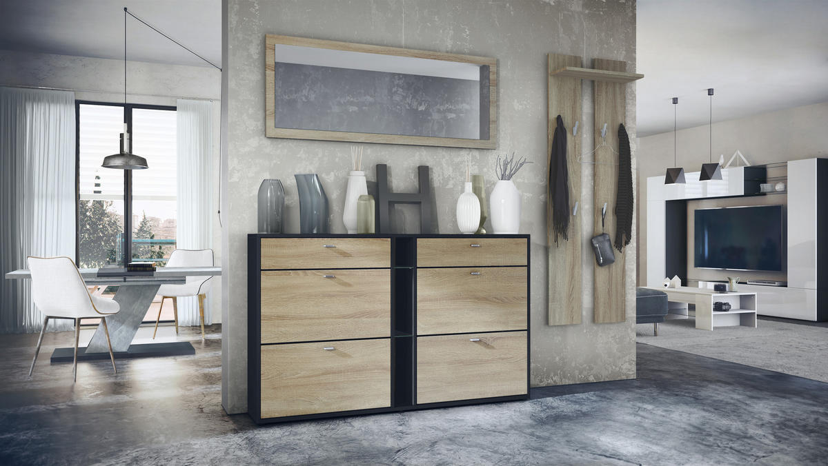 GARDEROBE Orlando Eiche sägerau - Eiche San Remo, Holzwerkstoff (215/210/28cm) - Vladon
