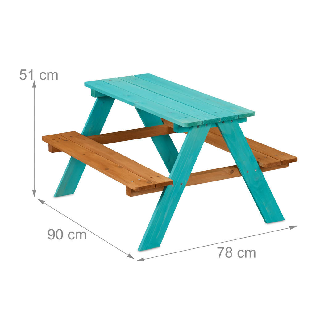 Thumbnail - Relaxdays Kindersitzgruppe, Türkis, Holz, Gartenmöbel, Kinder-Gartenmöbel