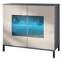 KOMMODE Grömitz Sandgrau Hochglanz - Sandfarben, Holzwerkstoff (92.5/83.5/35cm) - Vladon