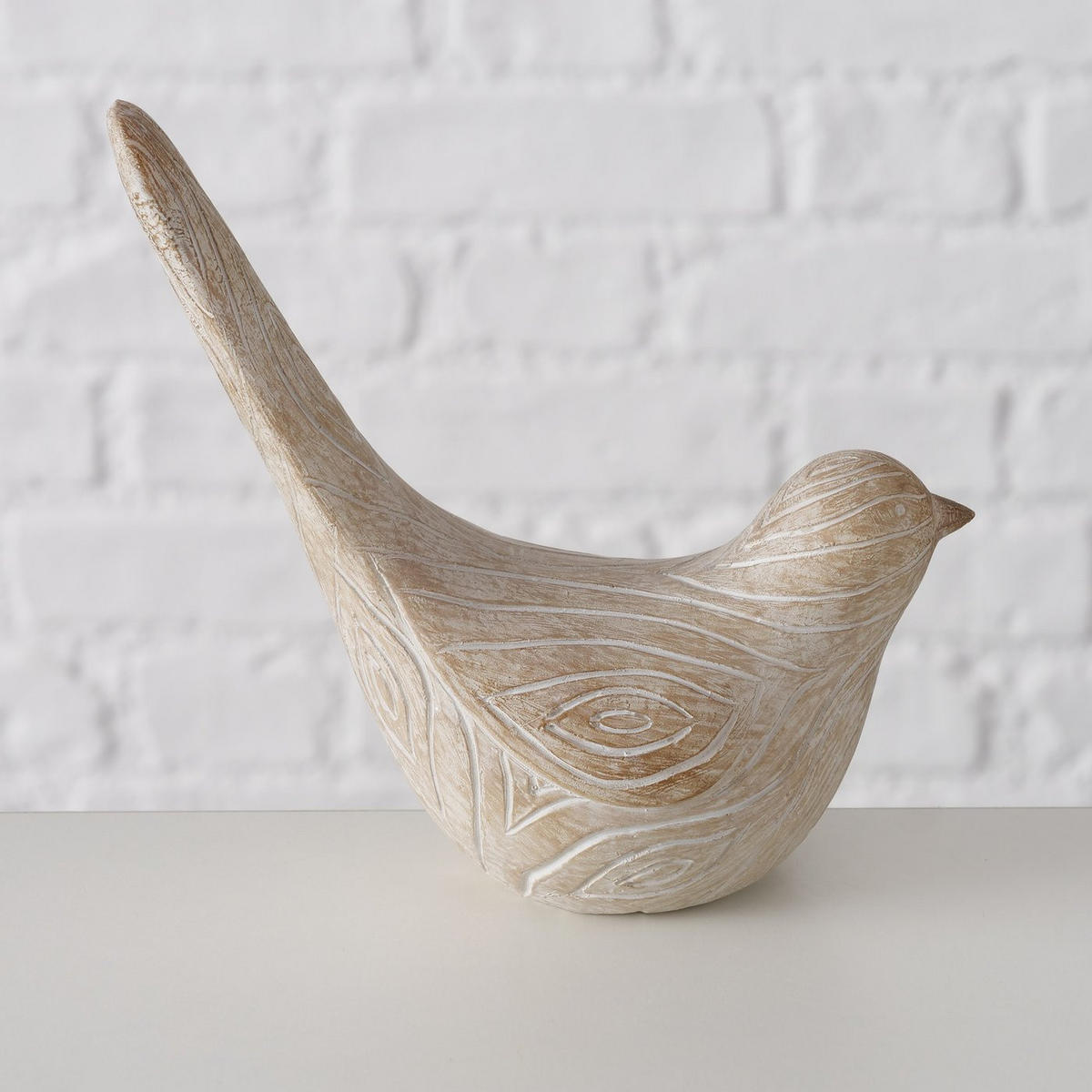 DEKO-VÖGEL Polyresin Karimo 2er-Set - Beige, Kunststoff (6/13/17cm) - Boltze Home