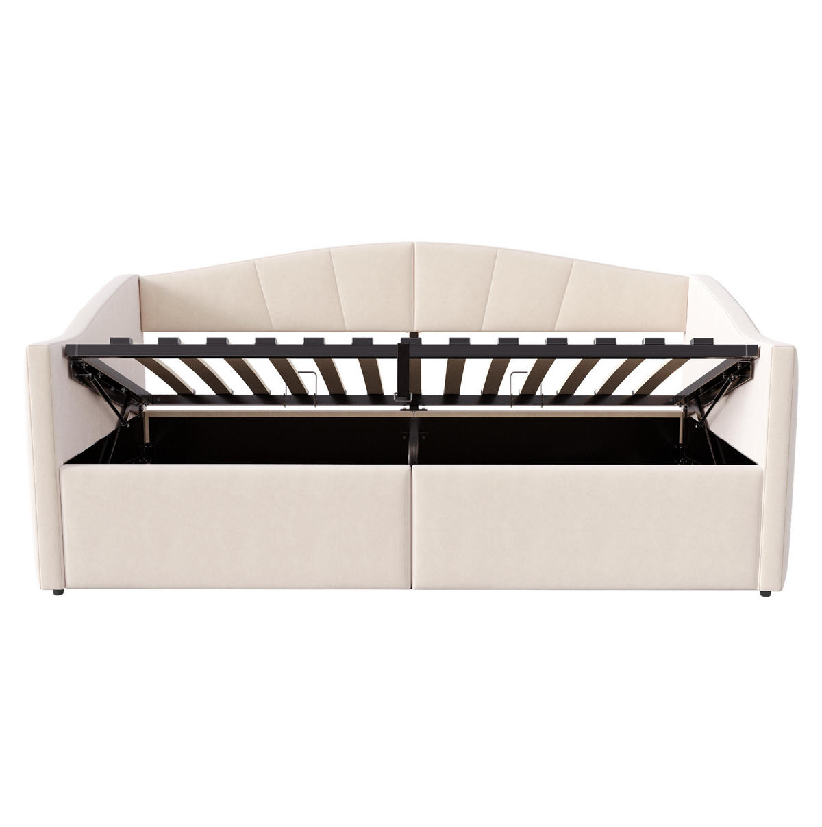 POLSTERBETT 90/200 cm Beige aus Samt mit Stauraum - Beige, Textil (90/200cm) - OKMYHOME