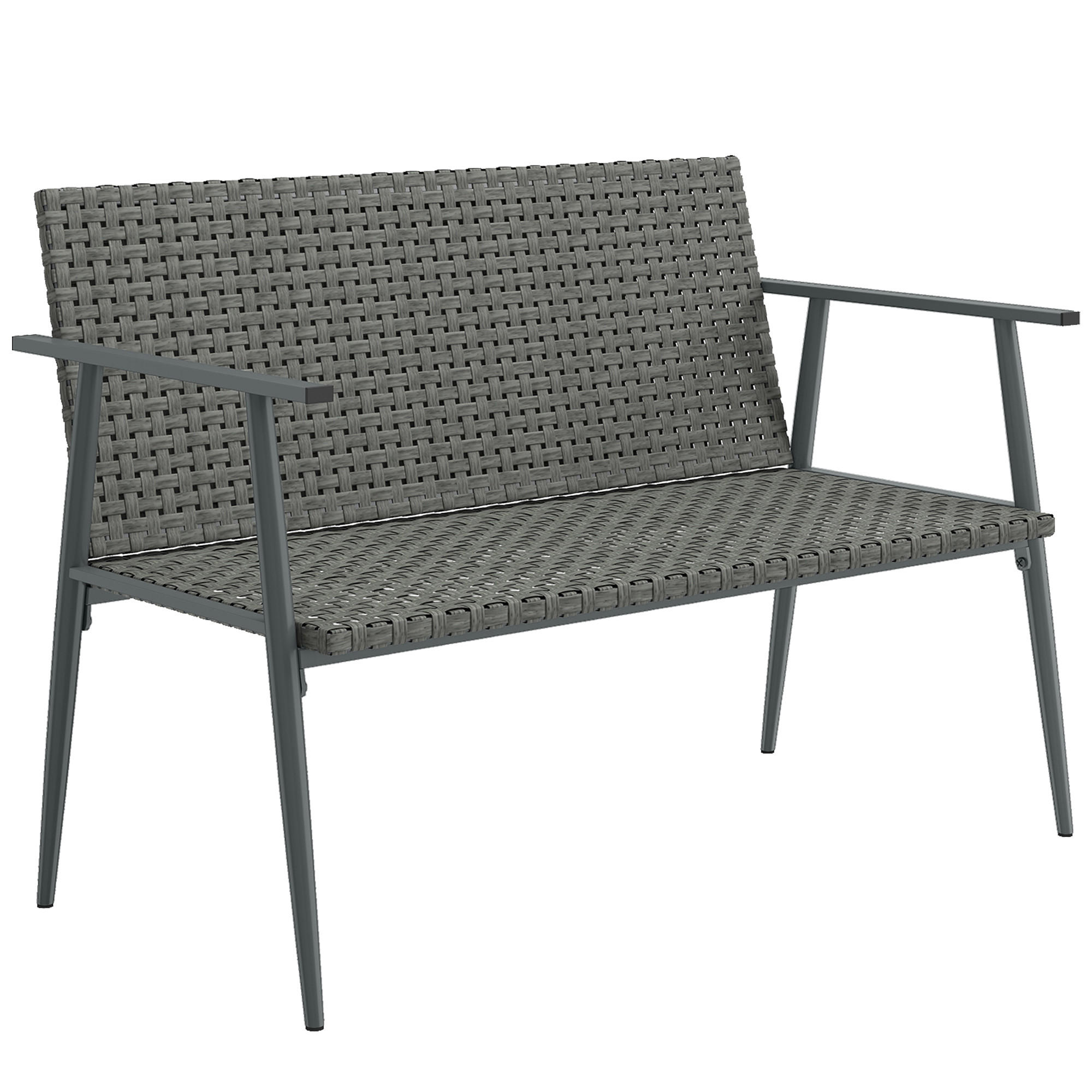 GARTENBANK 2-Sitzer DE-13690 mit Armlehnen & verstellbaren Füßen Grau - Grau, Metall (110/78/58cm) - ComfortXL