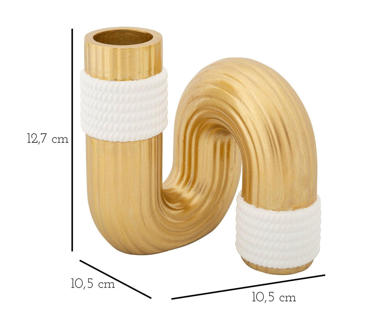 DEKOVASE aus Polyresin 10,5/10,5/12,7 cm - Goldfarben, Kunststoff (12.7cm) - Mauro Ferretti
