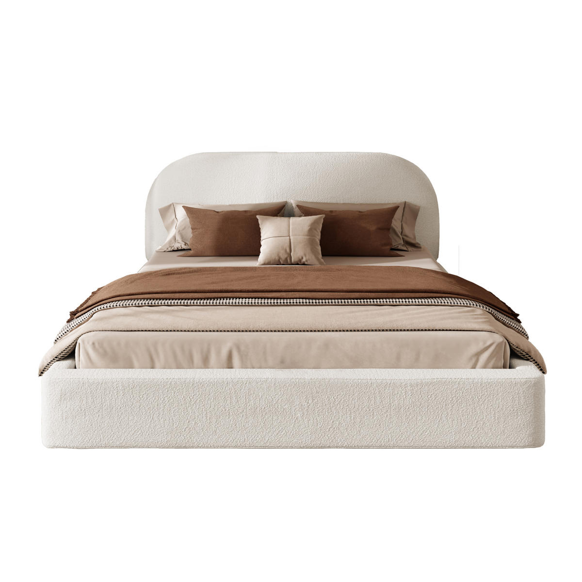 POLSTERBETT 180/200 mit gepolstertem Kopfteil, waschbaren Bezügen und abgerundeten Ecken in Beige - Beige, Holzwerkstoff/Textil (180/200cm) - EVRYAE