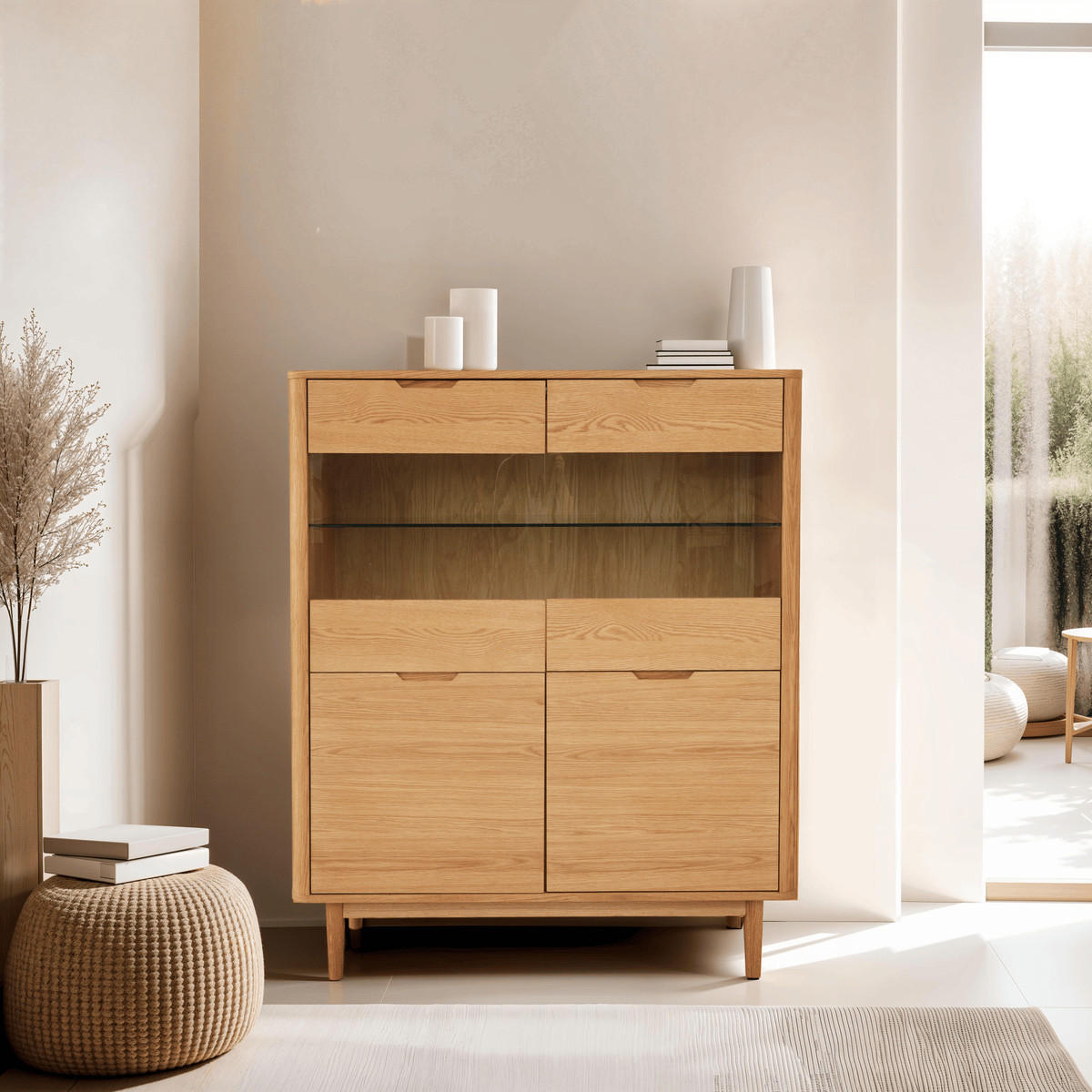 HIGHBOARD Eiche massiv - Eichefarben/Braun, Holz/Holzwerkstoff (123/146/45cm) - Furnhouse