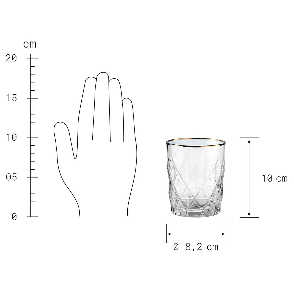 TRINKGLAS (6er Set) Upscale - Goldfarben, Glas (0.34L) - Butlers