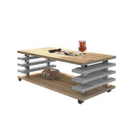 COUCHTISCH rechteckig Sonoma Eiche - Beton Ablage Rollen - Hellgrau/Sonoma Eiche, Holzwerkstoff (60/120/45cm) - designimpex