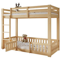 ETAGENBETT 90/200 cm natur aus Kiefer mit rechtwinkliger Treppe - Naturfarben, Holz (90/200cm) - OKWISH