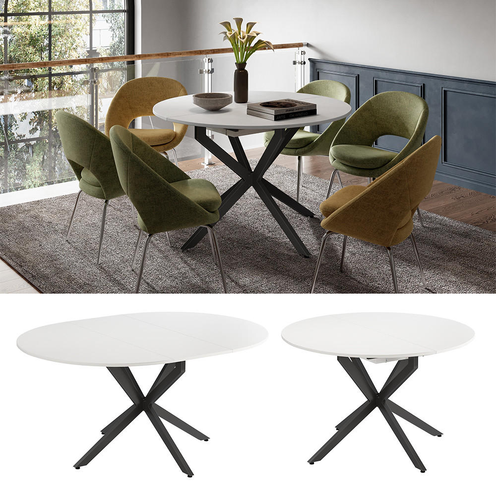 Thumbnail - Vicco Esstisch, Weiß, Schwarz, Holzwerkstoff, Rund, 120x76.5x120 cm, Esszimmer, Tische, Esstische